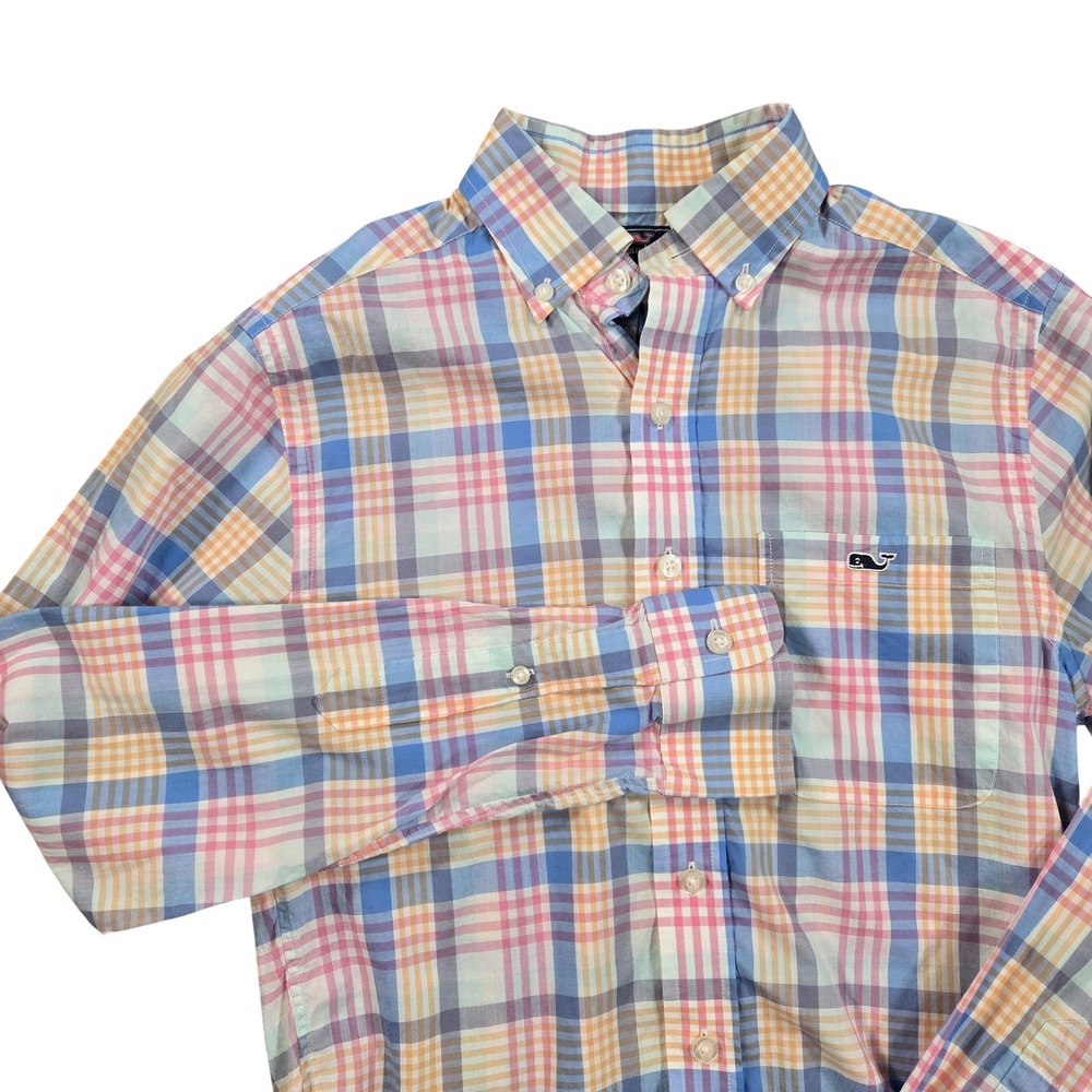 Vineyard Vines Shirt Mens XS Multicolor Plaid Slim Fit Tucker Cotton Pastel